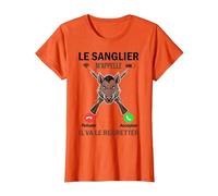 Le Sanglier m'appelle, Chasse Orange pour Chasseur Drôle T-Shirt, Femme, Orange, 3XL