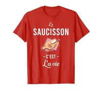 Le Saucisson C'est la Vie Drole de Chemise T-Shirt, Homme, Rouge, 3XL