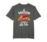 Le Saucisson C'est La Vie Drole Saucisses Sausage T-Shirt, Homme Grandes Tailles, Asphalte, 4X Tall