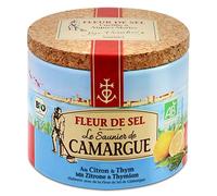 Le Saunier De Camargue Flocons de sel Fleur de Sel Citron Thym Condiment Boîte Ronde 125g