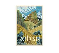 Le Seigneur des Anneaux Poster de voyage rétro Rohan - Impression sur toile - 50 x 75 cm