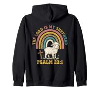 Le Seigneur est Mon Berger, Foi chrétienne, Agneau, Arc-en-Ciel rétro Sweat à Capuche