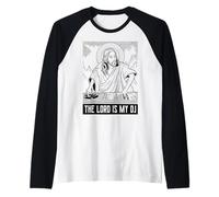 Le Seigneur est Mon DJ - Techno Jesus Lord Lustiges DJ Retro Manche Raglan