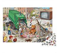Le Sentimental Garbage Truck Spill Puzzle en Bois Imperméable Puzzles De 1000 Pièces pour Adultes Cadeaux Défi Et Casse-tête De Décoration pour La Maison