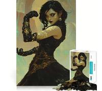 Le Sentinelle Arcanique, Femme en Robe Noire, Puzzle de 1000 Pièces pour Adolescents, Jeu de Réflexion, Jeu de Groupe, Découpe de Précision, Cadeau de Festival 38x26cm