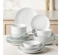 Le service de table en céramique blanche de 24 pièces comprend 6 assiettes plates, assiettes à dessert, assiettes creuses et bols pour 6 personnes Ensemble de 24 pièces : assiette plate 6 pièces + ass