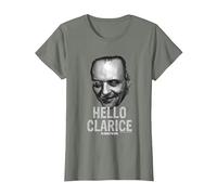 Le Silence des agneaux Hannibal Lecter Bonjour Clarice T-Shirt, Femme, Vert Kaki chiné, XXL