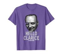 Le Silence des agneaux Hannibal Lecter Bonjour Clarice T-Shirt, Homme, Violet Chiné, S