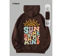 Le soleil brille sur mon cœur. sweat-shirt à capuche oversize décontracté avec impression de slogan arc-en-ciel coloré. Sweat-shirt en coton doux et ample, unisexe, pour le printemps et l'automne SP01