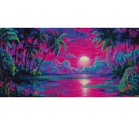 Le Soleil Diamond Painting Enfant, Paysage Diamond Painting, Peinture Diamant Kit Complet, Full Drill Cristal Point De Croix Fabrication De MosaïQues Artisanat, Cadeaux DéCoratif Femme 180x90cm T-Z473