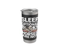 Le sommeil est facultatif livres et les chevaux ne lisent pas Gobelet isotherme en acier inoxydable double paroi