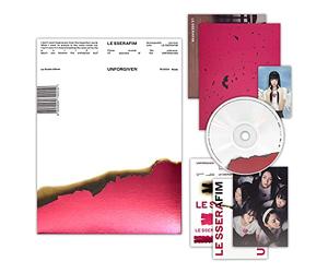 LE SSERAFIM - LE SSERAFIM - 1st Studio Album [UNFORGIVEN] (BLOODY ROSE Ver.) Outer Box + Booklet + CD + Photocard + Postcard + Heat Detecting Postcard + Sticker + Folding Poster + 2 Pin Badges + 4 Extra Photocards