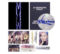LE SSERAFIM - LE SSERAFIM - 4th Mini Album [CRAZY] (Vol.1) Outer Box + Booklet + Lyric Book + Sticker + Postcard + Folding Poster + CD + Photocard + Paper Toy + 2 Pin Badges + 4 Extra Photocards