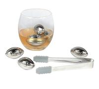 Le Studio 40-1K-044 Glaçons réutilisables Ballons de Rugby Set de 6 et Pince à glaçons Gris chrome H3,5 x 11 x 17 cm