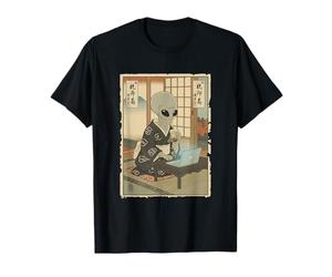 Le Style de Vie d'un Ordinateur Portable Alien IT Guy avec Boba Tea Ukiyo-e T-Shirt