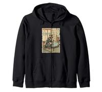 Le Style de Vie d'un Ordinateur Portable Raccoon IT Guy avec Boba Tea Ukiyo-e Sweat à Capuche