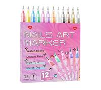Le Stylo Marqueur pour Ongles | 12-Couleurs Pointe Fine Stylo Marqueur pour Filles,Accessoires Salon Manucure Maison Voyage École Fête en Déplacement