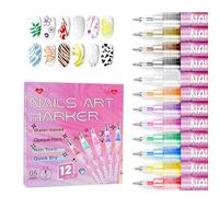 Le Stylo Marqueur pour Ongles, Séchage Rapide Stylo Liner à Pointillage Créatif 12 Couleurs, Outil de Dessin pour Filles Femmes Sœurs Amies