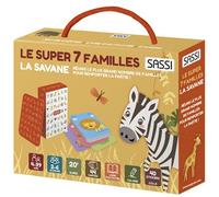 Le super 7 familles. La savane + jeu de cartes + 40 stickers - Valentina Bonaguro - Sassi - Boîte ou accessoire - Jeux livres objets