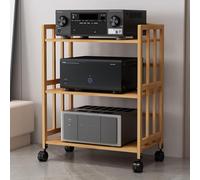 le Support AV avec roulettes - Rack d'imprimante robuste à 2/3/4 niveaux pour salon, jeu vidéo, studio d'enregistrement, marron - Tour Ma polyvalente (49,8 x 37,8 x 122,9 cm)