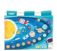 LUDI – Panneau Système Solaire – 21 éléments amovibles, broderies phosphorescentes, dès 5 ans