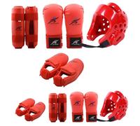 Le Taekwondo Autarring Gear, Karate Swearring Gear Polyester Taekwondo Comprend Un Casque de 1PC, des Gants de 1 Paire et Un Garde Jambe 1 Paire, également pour Le vélo, l'art Martial et Plus