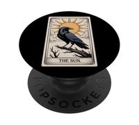 Le Tarot du Soleil - Radiant Raven Celestial Design PopSockets PopGrip Adhésif