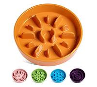LE TAUCI Céramique Gamelle, idéale pour Les Petits et Moyens Chiens, gamelle pour Chiot à Alimentation Lente, ralentit la consommation, gamelle Labyrinthe pour Chien, Soleil Orange, M-675 ML