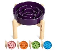 LE TAUCI Gamelles en céramique pour chien avec support en bois, 15,2 cm, violet
