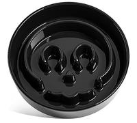 LE TAUCI Gamelles en céramique pour Chien de Petite Race, pour mangeurs Rapides, Bol Puzzle pour Petits Chiens et Chats, tête de Mort, Noir, S-350 ML