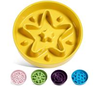 LE TAUCI Gamelles en céramique pour Chien de Petite Race, pour mangeurs Rapides, Bol Puzzle pour Petits Chiens et Chats, étoile Jaune, S-350 ML