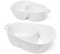 LE TAUCI Lot de 2 bols à chips et à trempettes anti-trempage pour petit déjeuner, soupe et sandwich, bol à pain, blanc