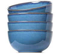 LE TAUCI Lot de 4 bols à céréales en céramique de 15,2 cm, pour soupe, dessert, fruits, salade, nouilles, ramen, 650 ml, bleu Ceylan