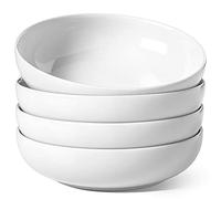 LE TAUCI Lot de 4 bols à pâtes de 1,3 l - Pour servir de la soupe, des pâtes, des nouilles, du dîner - Passe au micro-ondes - 21,6 cm - Blanc