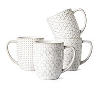 LE TAUCI Lot de 4 tasses à café en céramique de 473,6 g, tasses en relief pour latte, thé chaud, cappuccino, moka, cacao, lave-vaisselle, convient pour pendaison de crémaillère, mariage - 9,7 cm,