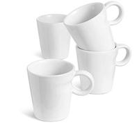LE TAUCI Lot de Tasses Espresso 150 ml en Céramique, Parfaites pour Espresso et Thé, Tasse à Café Empilable, Passe au Lave-vaisselle, 4 Pièces, Blanc