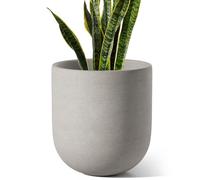 LE TAUCI Pot de Fleurs 25 cm, Pot d’Intérieur et d’Extérieur en Céramique, Grand Bac à Fleurs pour la Maison, Le Jardin et Le Bureau, Pot avec Trou de Drainage, Gris