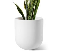 LE TAUCI Pot de Fleurs 25 cm, Pot d’Intérieur et d’Extérieur en Céramique, Grand Bac à Fleurs pour la Maison, Le Jardin et Le Bureau, Pot avec Trou de Drainage, Blanc