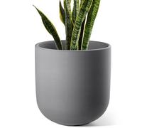 LE TAUCI Pot de Fleurs 25 cm, Pot d’Intérieur et d’Extérieur en Céramique, Grand Bac à Fleurs pour la Maison, Le Jardin et Le Bureau, Pot avec Trou de Drainage, Gris Anthracite