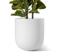LE TAUCI Pot de Fleurs 30 cm, Pot d’Intérieur et d’Extérieur en Céramique, Grand Bac à Fleurs pour la Maison, Le Jardin et Le Bureau, Pot avec Trou de Drainage, Blanc
