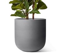 LE TAUCI Pot de Fleurs 30 cm, Pot d’Intérieur et d’Extérieur en Céramique, Grand Bac à Fleurs pour la Maison, Le Jardin et Le Bureau, Pot avec Trou de Drainage, Gris Anthracite