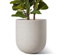 LE TAUCI Pot de Fleurs 30 cm, Pot d’Intérieur et d’Extérieur en Céramique, Grand Bac à Fleurs pour la Maison, Le Jardin et Le Bureau, Pot avec Trou de Drainage, Gris