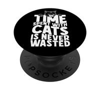Le Temps passé avec des Chats n'est jamais Perdu Un drôle de propriétaire de Chat Noir PopSockets PopGrip Adhésif