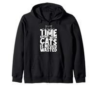 Le Temps passé avec des Chats n'est jamais Perdu Un drôle de propriétaire de Chat Noir Sweat à Capuche