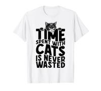 Le Temps passé avec des Chats n'est jamais Perdu Un drôle de propriétaire de Chat Noir T-Shirt Graphique avec Valeur