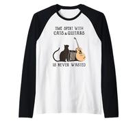 Le Temps passé avec Les Chats et Les Guitares n'est jamais Perdu Manche Raglan