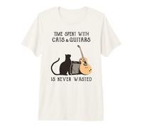 Le Temps passé avec Les Chats et Les Guitares n'est jamais Perdu T-Shirt Haut de Gamme