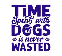 le temps passé avec les chiens n'est jamais perdu typographie Décorations murales en vinyle 49.2x59.2cm Fourni avec un kit de film de transfert Bleu foncé