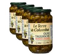 Le Terre di Colombo - Olives Taggiasca Dénoyautées - Conservées dans de l'Huile d'Olive Extra-Vierge (36%) - 500 g (Lot de 4)