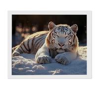 Le Tigre Blanc Diamond Painting Adultes Enfant, 5D DIY Peinture Diamant Kit Complet, Peinture Diamant Artisanat Strass Point de Croix Painting pour Adultes, Décoration Intérieur, Cadeaux 70x90 cm s20